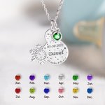 Personalized Dainty Baby Birth Stats Snowman Necklace with Engraved Name and Birthstone Baby Shower Newborn Birth Announcement Gift for New Mom