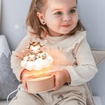 Veilleuse LED Personnalisée avec Nom Maman et Bébé Animaux Lune Nuage Décoration de Chambre avec Socle en Bois Cadeau Anniversaire Noël pour Enfant
