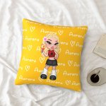 Personalised Cartoon Fashion Y2K Girl Heart Throw Pillow Cover with Names Multicolor Home Decor Birthday Christmas Friendship Gift for Women