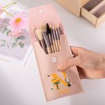 Personalizzato Cartoon Character Makeup Brush Set con nome e fiore di nascita 8 pezzi pennelli da trucco viaggio essenziale regalo di compleanno per l