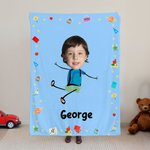 Couverture Douce Personnalisée avec Nom Photo de Visage Motif Animé à Choix  Décoration Maison Cadeau Anniversaire Noël pour Garçons et Filles