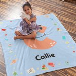 Couverture Multicolore Personnalisée avec Initiale et Nom à Motifs de Pomme Crayon Carnet Décoration de Maison Cadeau Noël Anniversaire pour Enfant