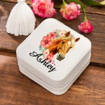 Boîte à bijoux de voyage en cuir avec nom Cadeau d'anniversaire pour les femmes qui aiment les chevaux