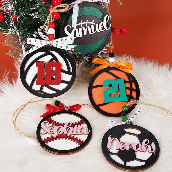 Personalised Basketball Football Baseball Pendant with Name or Number Home Decor Christmas Day Gift for Sports Lover
