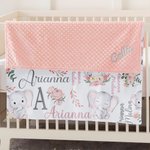 Couverture pour Bébé Personnalisée avec Initiale Nom au Front et Textes Brodés au Dos Cadeau Anniversaire Noël pour Nouveau-né