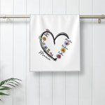 Serviette de Toilette en 100% Coton Personnalisée avec 1-6 Fleurs de Naissances et Nom Absorbeur d'Eau Cadeau Noël Anniversaire pour Maman Grand-mère