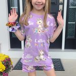 Personalisierte Aquarell Fantasy Einhorn weiches Kind Pyjamas T-Shirt Shorts Set mit Namen Multicolor Geburtstag Weihnachten Geschenk für Jungen Mädch