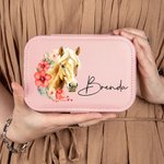 Boîte à bijoux de voyage en cuir avec nom Cadeau d'anniversaire pour les femmes qui aiment les chevaux