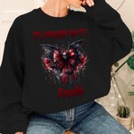 Personnalisé Gothic Skull Bloody Bat Bow Sweatshirt T-shirt avec nom Spooky Birthday Halloween Party Gift for Women Girls