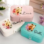 Boîte à bijoux de voyage en cuir avec nom Cadeau d'anniversaire pour les femmes qui aiment les chevaux