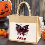 Sac en toile de jute de grande capacité avec nom Cadeau d'Halloween effrayant pour les femmes qui aiment le gothique