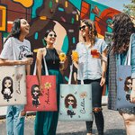 Personalized Cute Cartoon Character Birth Flower Canvas Tote Bag with Name Commuter Accessory Birthday Gift for Women Girls