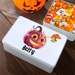 Personalised Cute Cartoon Pumpkin Mushroom Sweets Biscuit Biscuit Storage Tin with Lid and Name Trick or Treat Halloween Party Gift for Kids