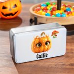 Personalised Cute Cartoon Pumpkin Mushroom Sweets Biscuit Biscuit Storage Tin with Lid and Name Trick or Treat Halloween Party Gift for Kids