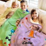 Couverture Douce Personnalisée avec Nom Photo de Visage Motif Animé à Choix  Décoration Maison Cadeau Anniversaire Noël pour Garçons et Filles