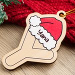 Personalisierte hölzerne Weihnachtsmütze Brief Ornament mit Namen und Gold Seil Weihnachtsgeschenk für Freund Familie