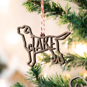 Personalizado de madera del gato del perro línea hueca con el nombre de Navidad Ornamento árbol colgante de regalo para los amantes de las mascotas