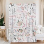 Couverture pour Bébé Personnalisée avec Initiale Nom au Front et Textes Brodés au Dos Cadeau Anniversaire Noël pour Nouveau-né