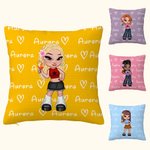 Personalised Cartoon Fashion Y2K Girl Heart Throw Pillow Cover with Names Multicolor Home Decor Birthday Christmas Friendship Gift for Women