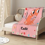 Couverture Multicolore Personnalisée avec Initiale et Nom à Motifs de Pomme Crayon Carnet Décoration de Maison Cadeau Noël Anniversaire pour Enfant