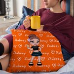 Personalised Cartoon Fashion Y2K Girl Heart Throw Pillow Cover with Names Multicolor Home Decor Birthday Christmas Friendship Gift for Women