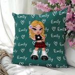 Personalised Cartoon Fashion Y2K Girl Heart Throw Pillow Cover with Names Multicolor Home Decor Birthday Christmas Friendship Gift for Women