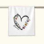 Serviette de Toilette en 100% Coton Personnalisée avec 1-6 Fleurs de Naissances et Nom Absorbeur d'Eau Cadeau Noël Anniversaire pour Maman Grand-mère