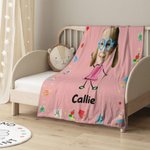 Couverture Douce Personnalisée avec Nom Photo de Visage Motif Animé à Choix  Décoration Maison Cadeau Anniversaire Noël pour Garçons et Filles