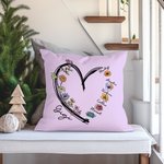 Copri cuscino floreale personalizzato Love Heart con 1-6 fiori di nascita e nome Multicolore Home Decor Regalo di Natale di compleanno per la mamma no