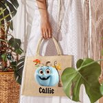 Personalizado Cute Pumpon Mushroom Calabaza reutilizables Trick or Treat Bolsa de yute con nombre Beach Halloween Party Regalo para Mujeres Niñas