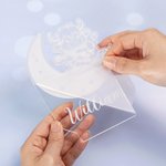 Gepersonaliseerd Schattig Hoogland Koe met Maan Acryl LED Nachtlampje met Houten Voet Home Decor Baby Shower Gift voor Jongens Meisjes