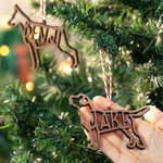 Personalisiertes Holz Weihnachtsornament Hund Katze Ausgeschnittene Umriss mit Namen Weihnachten Baum Schmuck Geschenk für Tierliebhaber