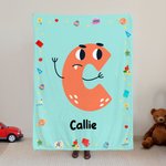 Couverture Multicolore Personnalisée avec Initiale et Nom à Motifs de Pomme Crayon Carnet Décoration de Maison Cadeau Noël Anniversaire pour Enfant