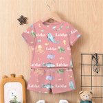 Personalisierte Aquarell Ozean Tiere weiches Kind Pyjamas T-Shirt Shorts Set mit Namen Multicolor Geburtstag Weihnachten Geschenk für Jungen Mädchen