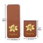 Personalized Watercolor Birth Flower Magnetic Leather Bookmark Clip with Engraved Name Birthday Christmas Gift for Book Lovers Bookworm