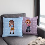 Personalised Cartoon Fashion Y2K Girl Heart Throw Pillow Cover with Names Multicolor Home Decor Birthday Christmas Friendship Gift for Women