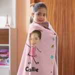 Couverture Douce Personnalisée avec Nom Photo de Visage Motif Animé à Choix  Décoration Maison Cadeau Anniversaire Noël pour Garçons et Filles