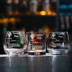 Personalized Funny Prescription Whisky Bourbon Whiskey Glasses and Slate Coaster with Laser Engraved Name Father's Day Gift for Grandpa Dad