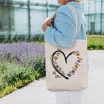 Sac à Épaule en Toile Personnalisé avec Nom Surnom et 1 à 4 Fleurs de Naissance Cadeau Anniversaire Noël pour Maman et Grand-mère