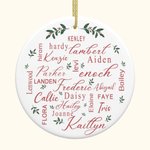 Ornement en Céramique Personnalisé avec 1 à 12 Noms Décoration de Noël Cadeau pou Famille