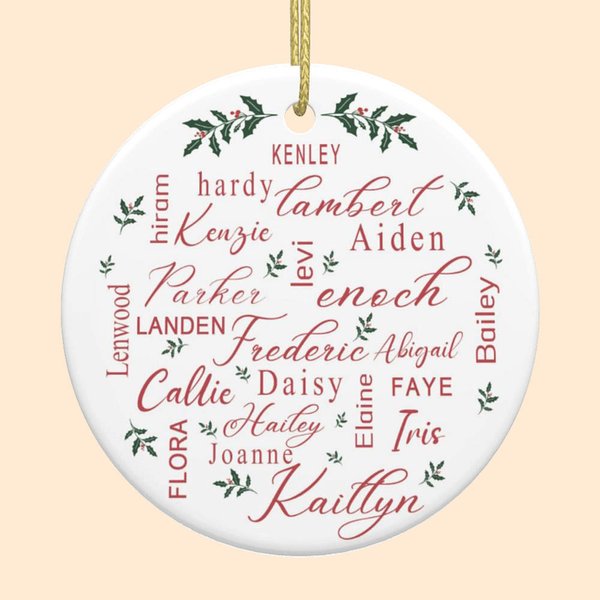 Ornement en Céramique Personnalisé avec 1 à 12 Noms Décoration de Noël Cadeau pou Famille