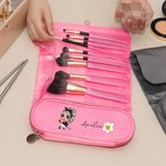 Personalised Cartoon Fashion Girl Birth Flower Makeup Brush Bag with Name Travel Essentials Birthday Christmas Gift for Women