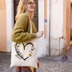 Sac à Épaule en Toile Personnalisé avec Nom Surnom et 1 à 4 Fleurs de Naissance Cadeau Anniversaire Noël pour Maman et Grand-mère