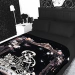 Personalised Vintage Skull Floral Design Soft Throw Blanket with Name Gothic Style Home Decor Halloween Gift for Gothic Lovers