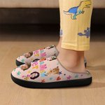 Personalized Cute Star Flower Cartoon Multiple Photos Cotton Plush Slippers with Title Birthday Christmas Gift for Family