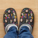 Chaussons en peluche antidérapants personnalisés avec titre Fleur étoilée colorée à motifs multiples Photos Anniversaire Cadeau de Noël pour la famill