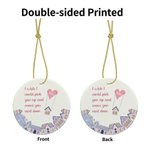 Ornement personnalisé en céramique Flying Heart House I Wish Move You Next Door avec nom Décoration de l'arbre de Noël Cadeau de longue distance pour 