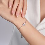 Personalized Adjustable 2 Birthstones Heart Bracelet Valentine's Day Birthday Friendship Gift for Couple Best Friend