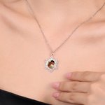 Personalised Dainty Snowflake Photo Necklace with Engraved Text Winter Jewellery Memorial Birthday Christmas Gift for Women Girls