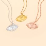 Personalised American Football Pendant Necklace with Name and Number Game Day Accessories Birthday Team Gift for Football Lovers